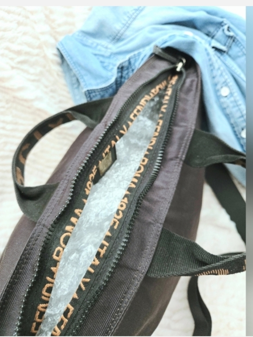 Authentic FENDI Zucca Satchel Crossbody Hobo Laptop Tote Business Breifcase - Picture 13 of 14